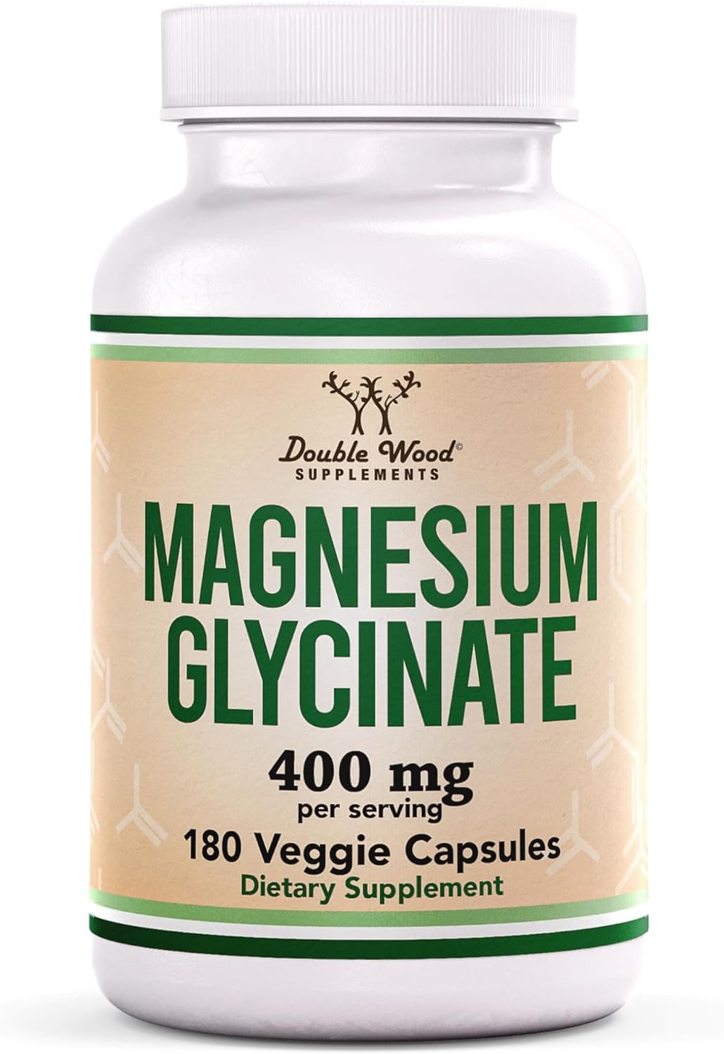 Double Wood Magnesium Glycinate 400 Mg 180 Servings (Manufactured and Third Party Tested in The USA)