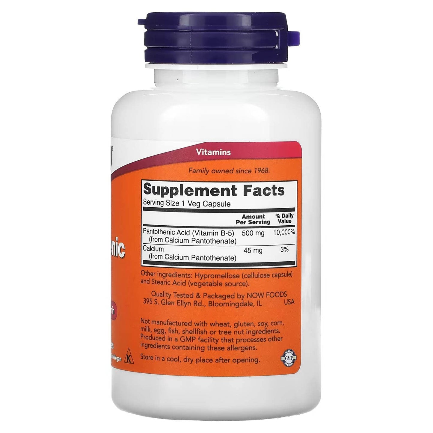 Pantothenic Acid, 500 mg, 100 Caps by Now Foods