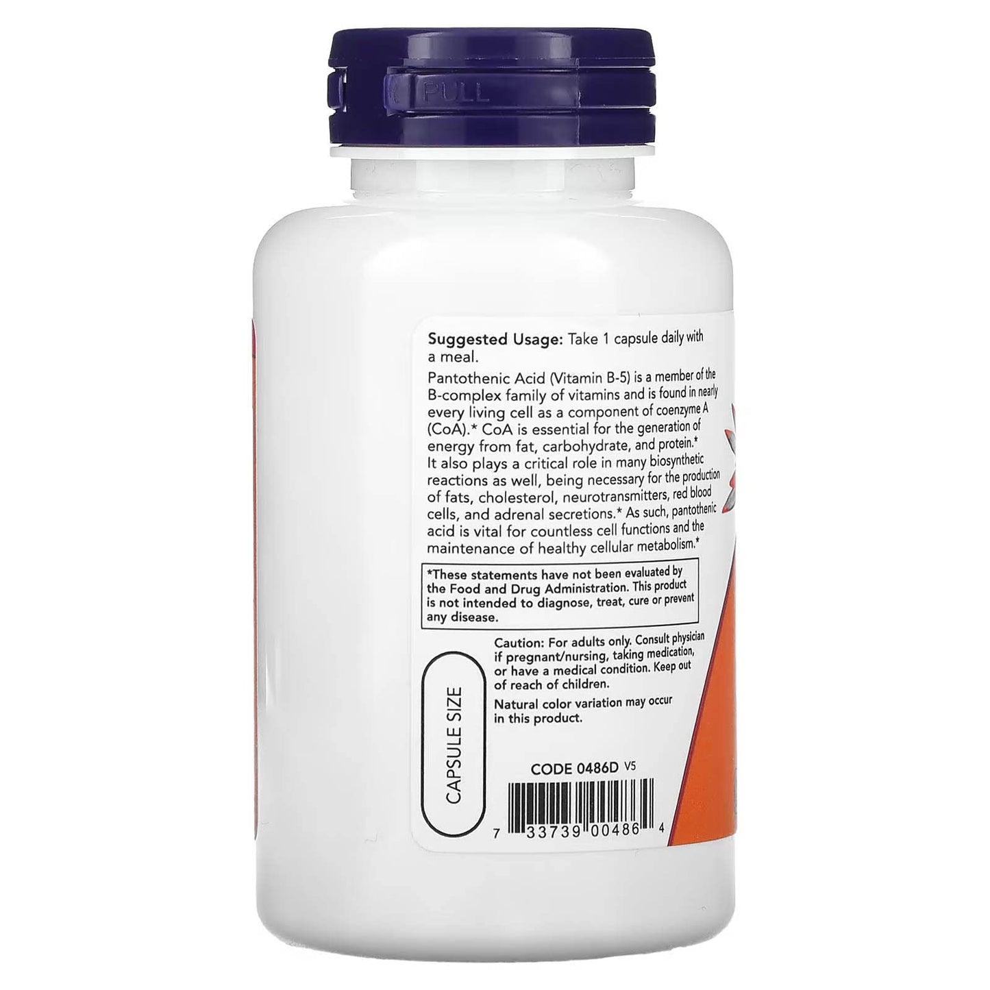 Pantothenic Acid, 500 mg, 100 Caps by Now Foods