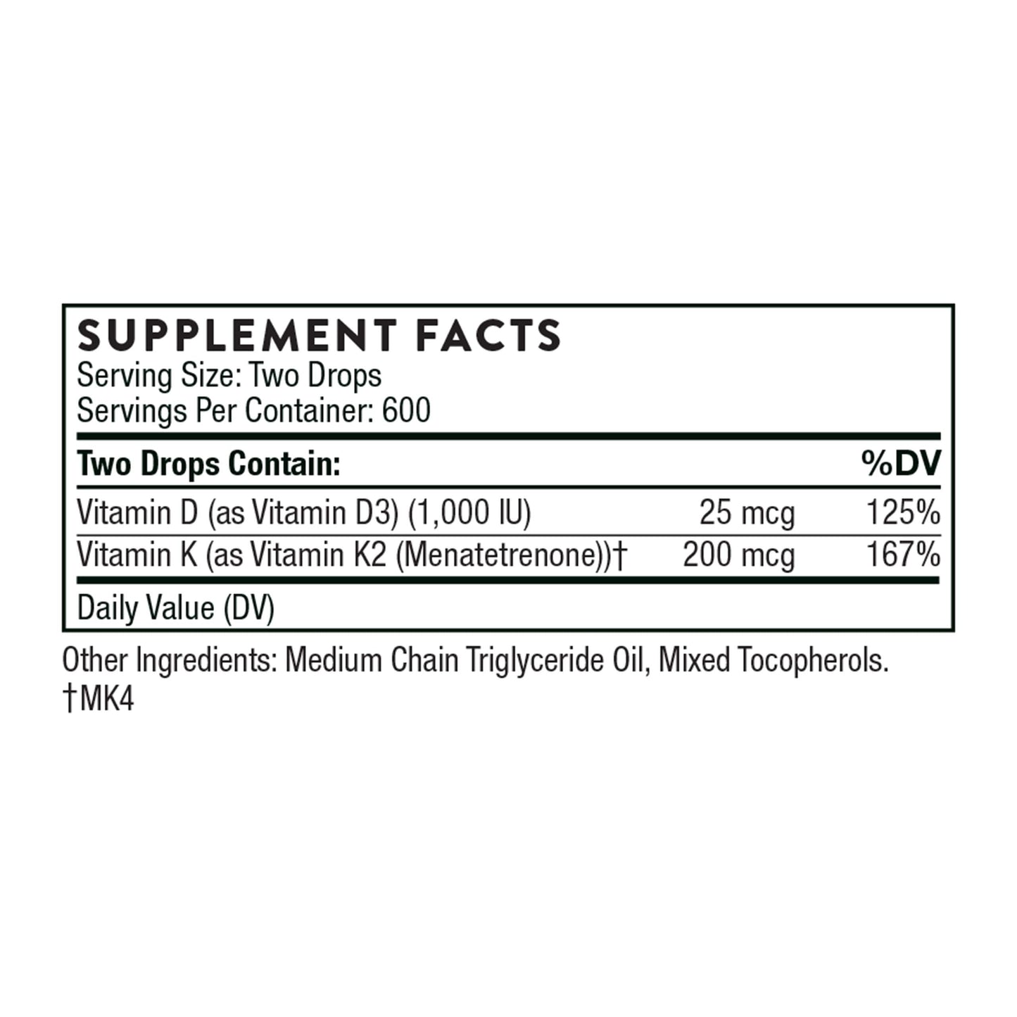 Thorne Research - Vitamin D/K2 Liquid (Metered Dispenser) - Dietary Supplement with Vitamins D3 and K2-1 Fluid Ounce (30 ml)