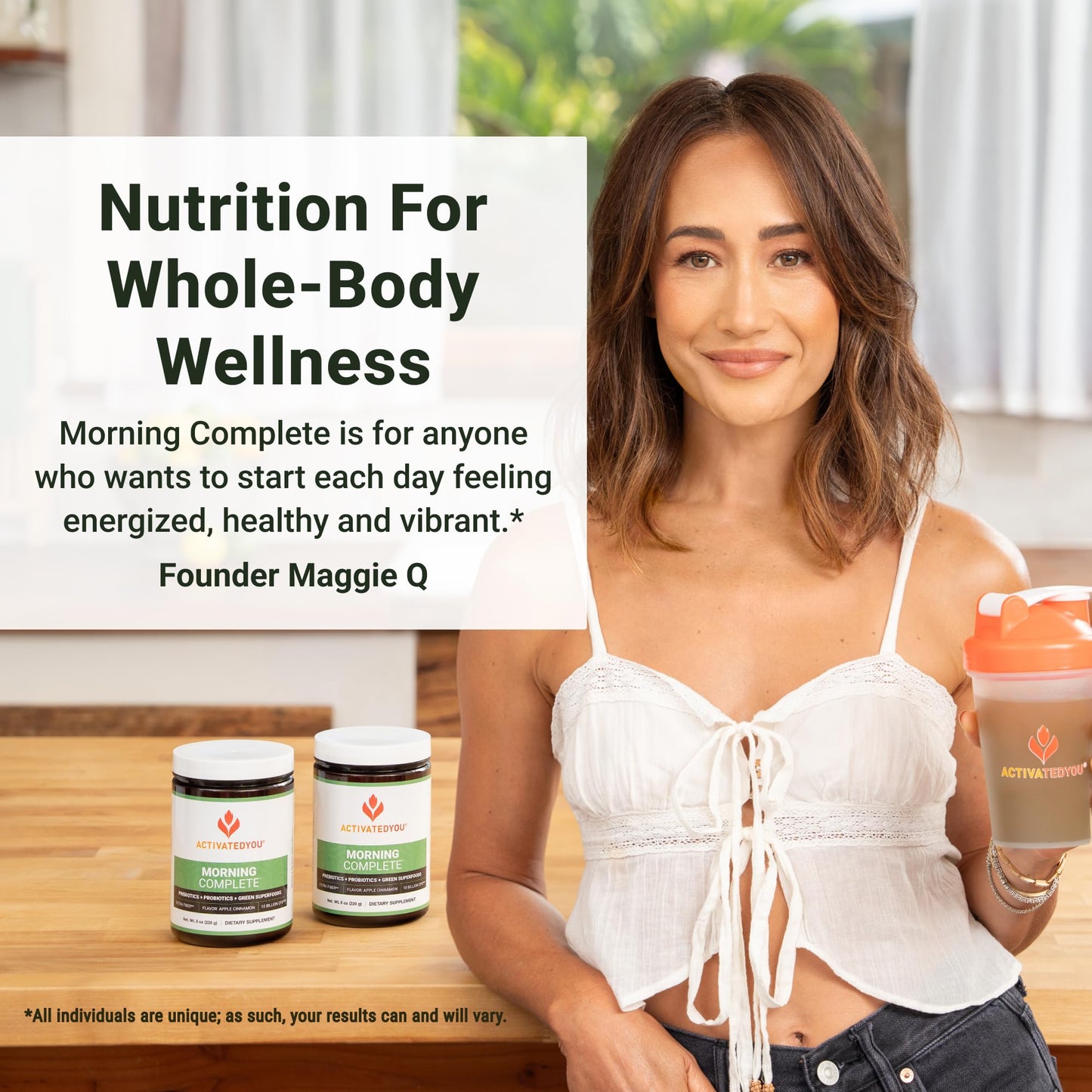 ActivatedYou Morning Complete Daily Wellness Drink with 10 Billion CFUs, Prebiotics, Probiotics and Green Superfoods, 30 Servings, Apple Cinnamon Flavor